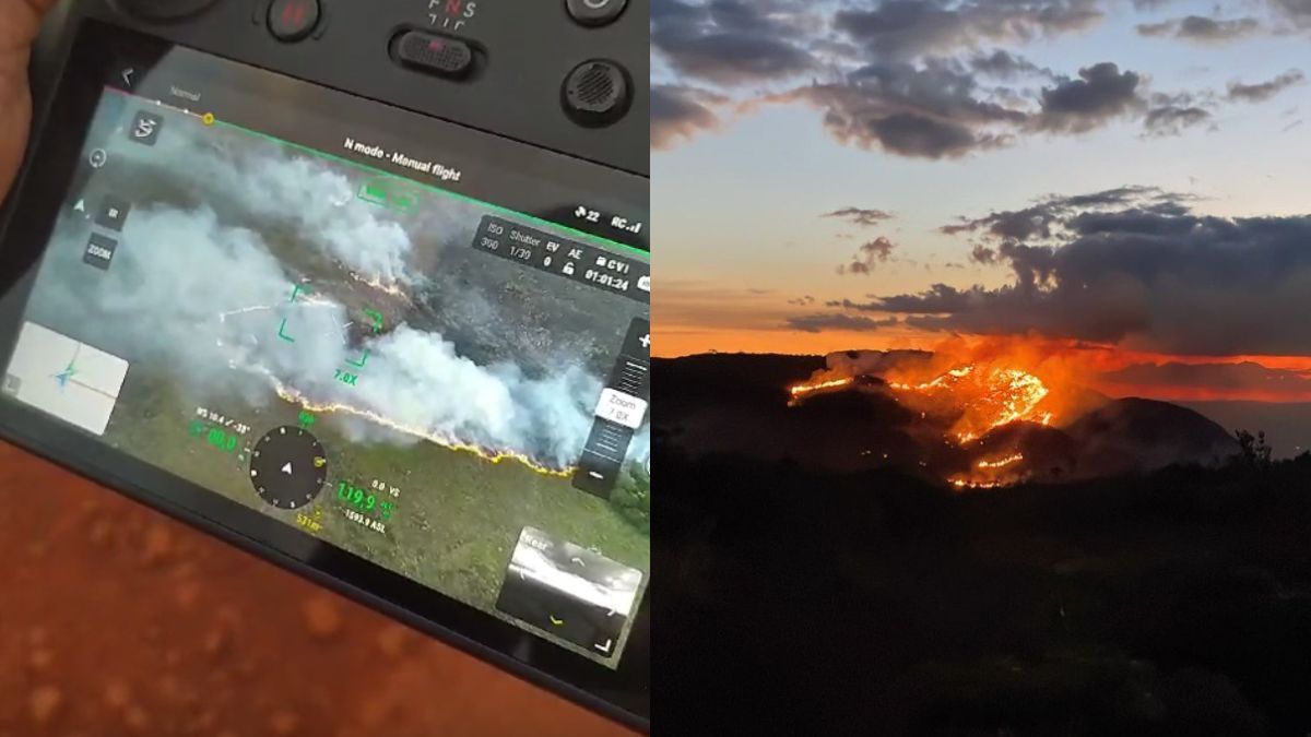 Vídeo: bombeiros combatem incêndio na Serra da Calçada, em Brumadinho