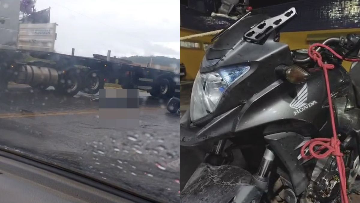 Garupa de moto morre em grave acidente com caminhão na Zona da Mata