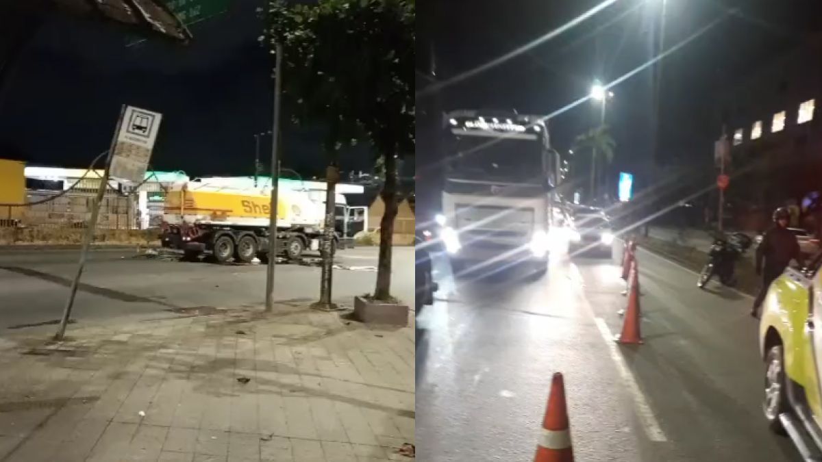 Caminhão-tanque com risco de explosão bloqueia avenida em Contagem, na Grande BH