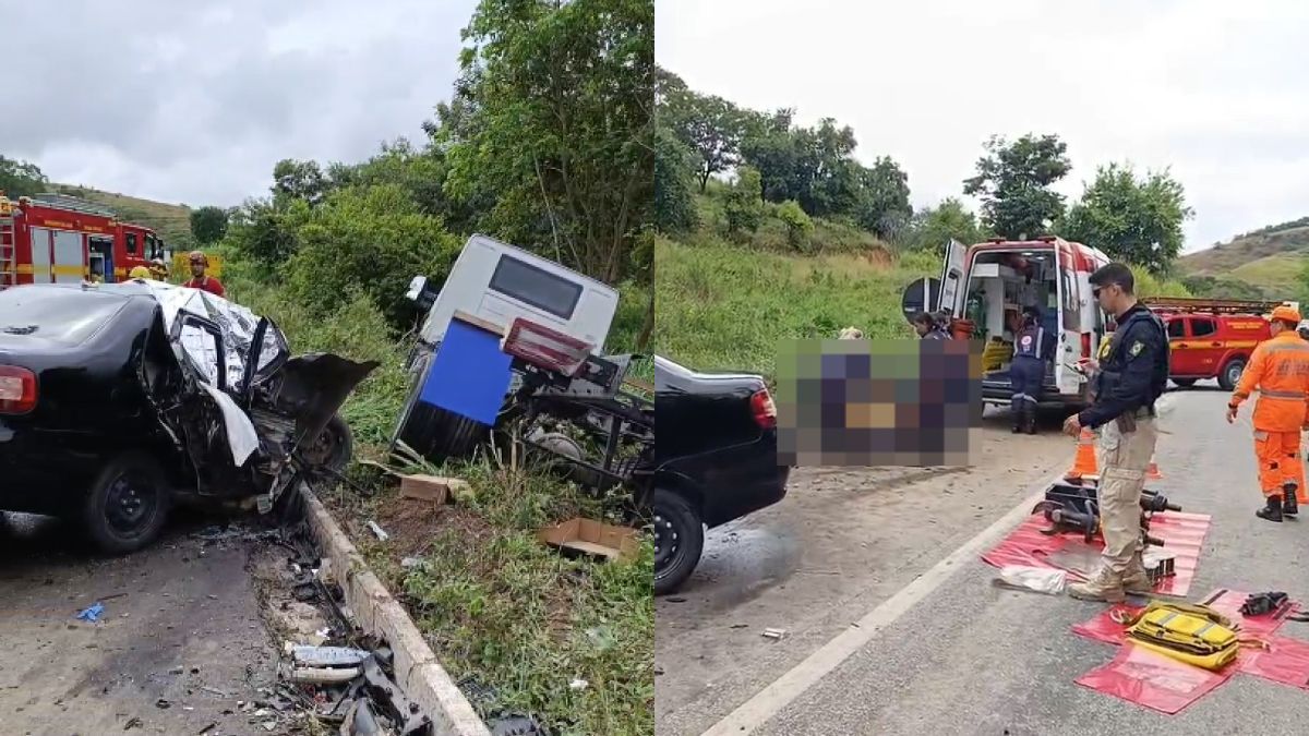 Avó e neto morrem após carro de família bater em caminhão na BR-116 em Minas