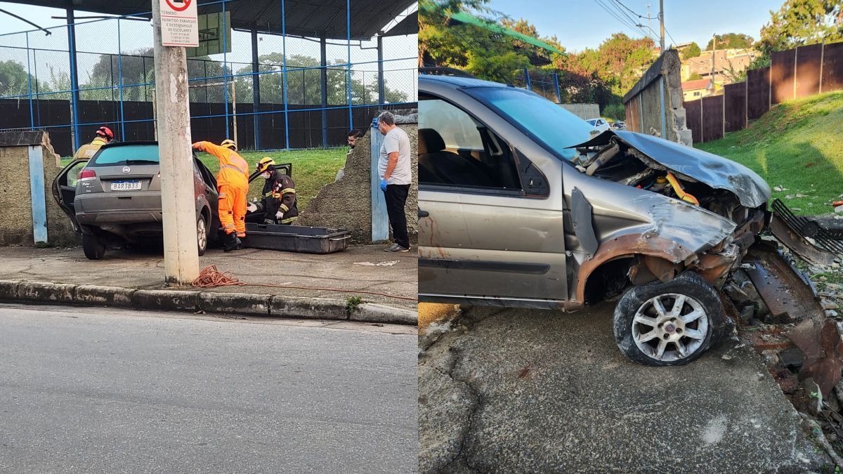 Ladrão morre após furtar carro e bater em muro de escola na Grande BH