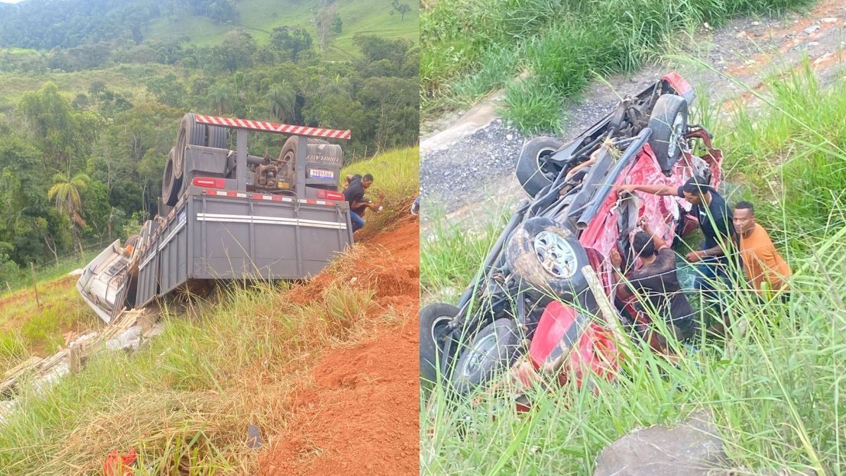 Bitrem invade a contramão e bate em dois carros na BR-381 em Minas; veja vídeo