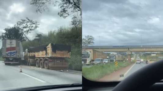 Vídeo: acidente entre carretas causa 18 km de congestionamento na BR-040 na Grande BH