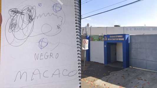 Colega escreve 'negro' e 'macaco' no caderno de criança de 12 anos em escola em Minas