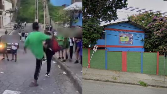 Estudante agride colega com socos e chutes no rosto na porta de escola de BH
