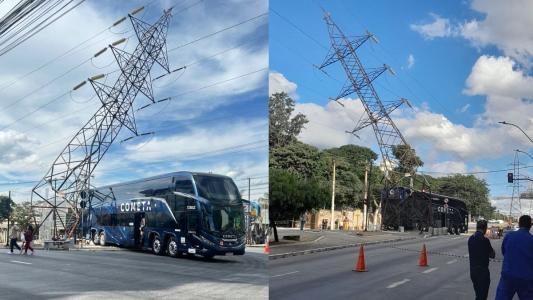 Ônibus derruba torre da Cemig em Contagem