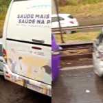 Vídeo: cinco veículos se envolvem em engavetamento durante temporal na BR-040 em BH