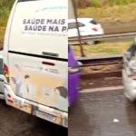 Vídeo: cinco veículos se envolvem em engavetamento durante temporal na BR-040 em BH