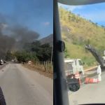 Vídeo: máquina de pavimentação pega fogo durante recapeamento e complica o trânsito na BR-381 em Minas