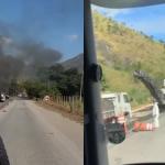 Vídeo: máquina de pavimentação pega fogo durante recapeamento e complica o trânsito na BR-381 em Minas