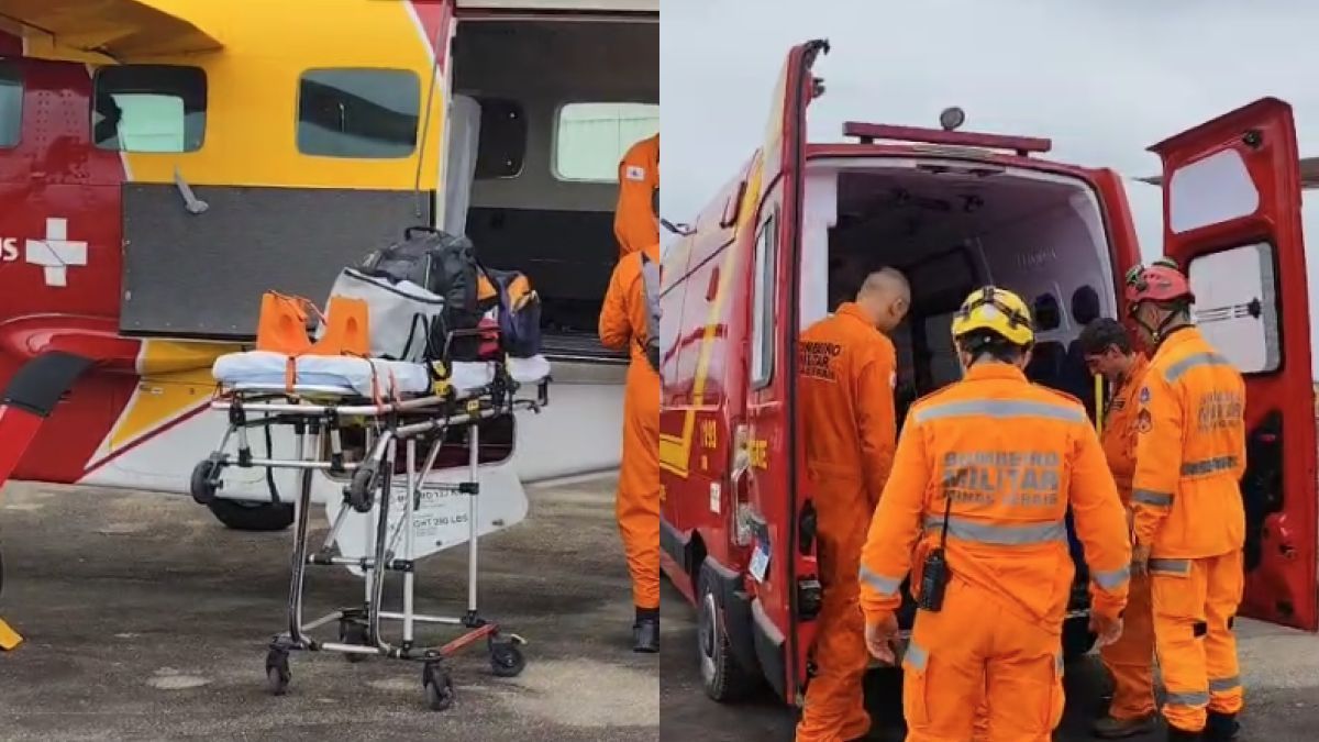 Vídeo: menina baleada por policial é levada de transporte aéreo inter-hospitalar para Juiz de Fora