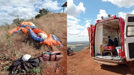 Piloto sobrevive a queda de parapente após equipamento dar pane no interior de Goiás