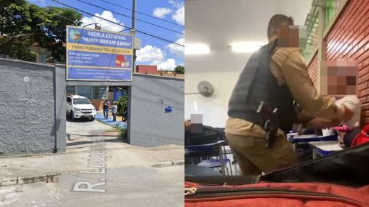 Adolescente é retirado à força pela PM após ir sob suspensão para a escola na Grande BH