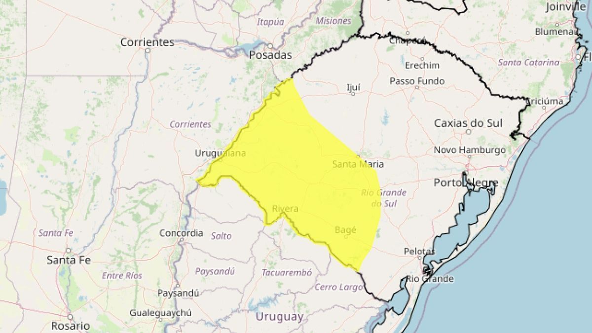 Inmet emite alerta de chuvas intensas para 47 cidades do RS; veja lista