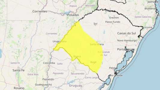 Inmet emite alerta de chuvas intensas para 47 cidades do RS; veja lista