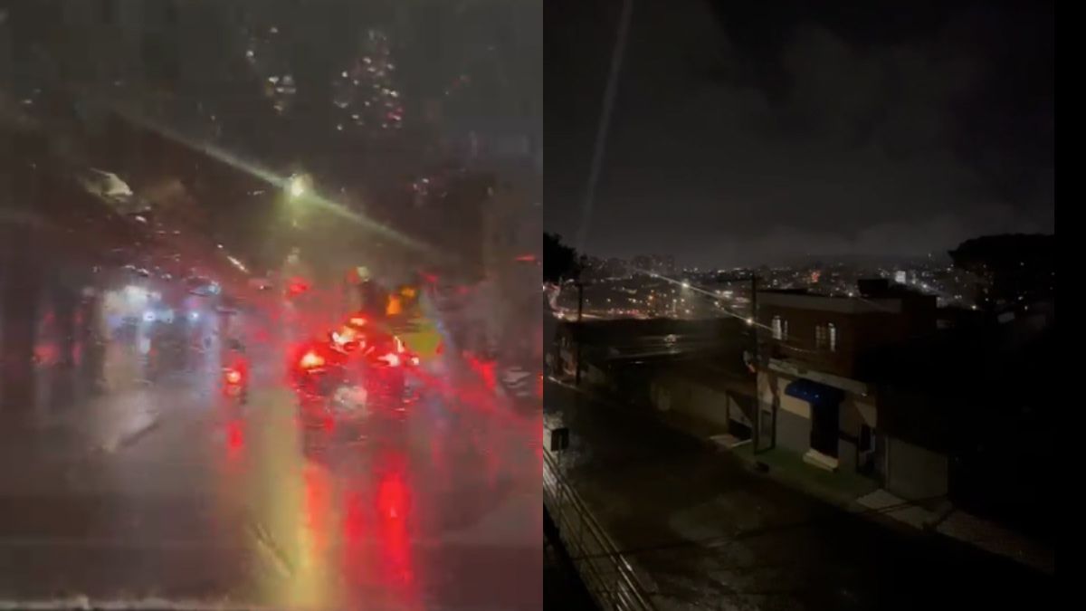 Vídeo: veja imagens da chuva forte que atinge BH na noite deste domingo (2)