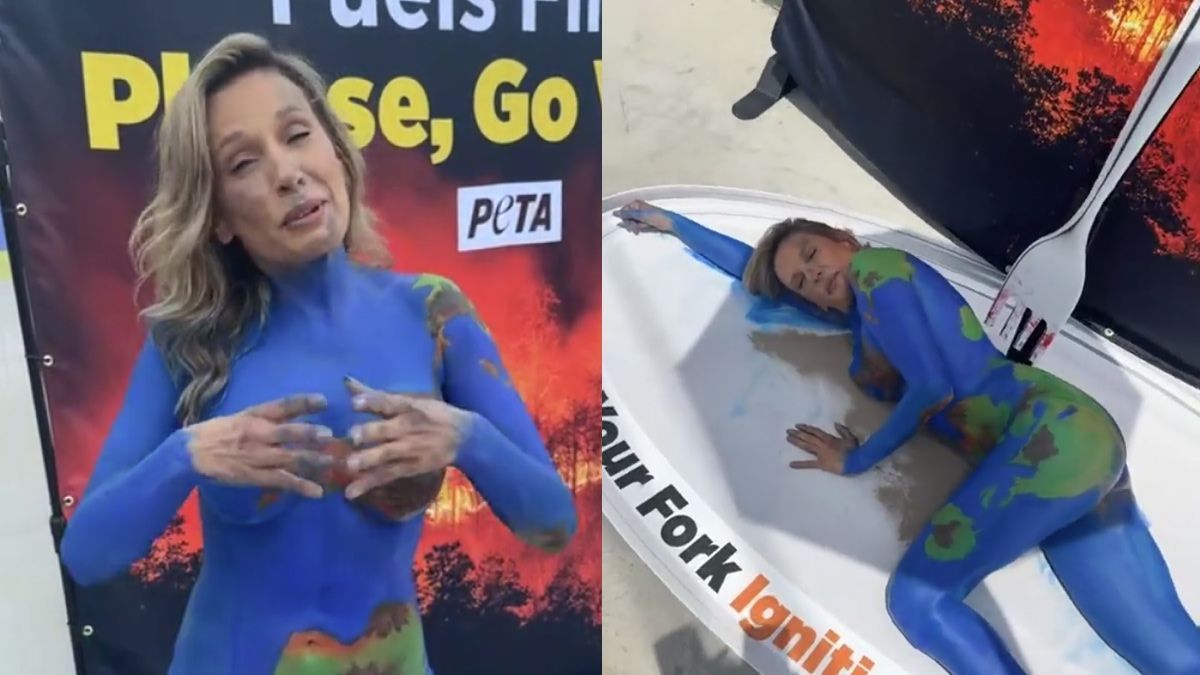 Luisa Mell pinta o corpo e faz protesto inusitado na COP 30: 'Seja vegano'
