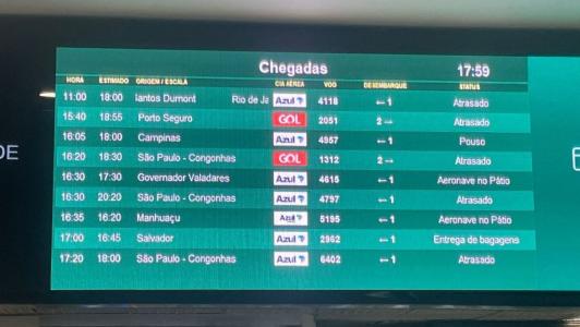 Aeroporto de Confins tem atrasos e cancelamentos nesta quinta após ventanias pelo Brasil