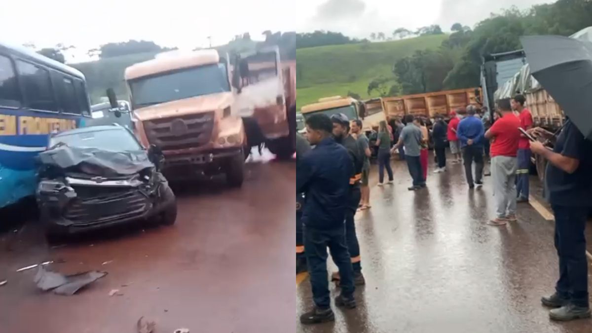 Vídeo: engavetamento com dez veículos na BR-040 deixa rastro de destruição em Congonhas