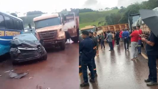 Engavetamento com dez veículos na BR-040 deixa rastro de destruição em Congonhas