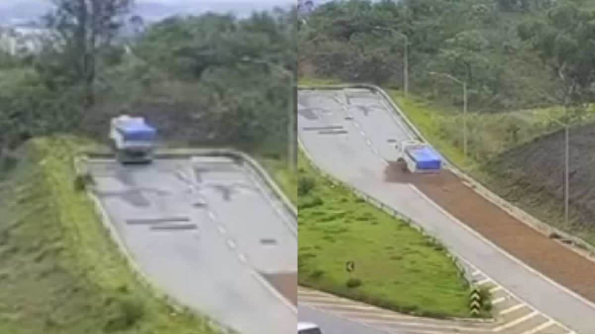 Vídeo: caminhoneiro passa reto e volta de ré na área de escape do Anel Rodoviário, em BH