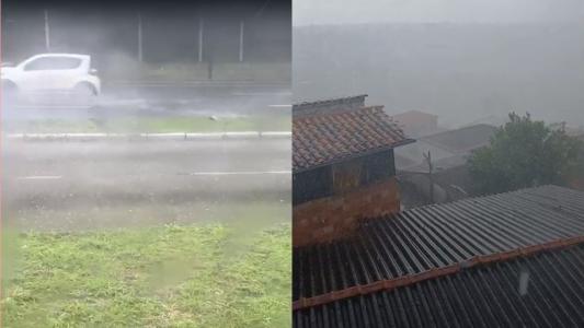 Veja imagens da chuva de granizo em BH na tarde desta segunda-feira (29)