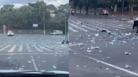 Foliões do Bloco Marinada, em BH, deixam grande quantidade de lixo no Mineirão