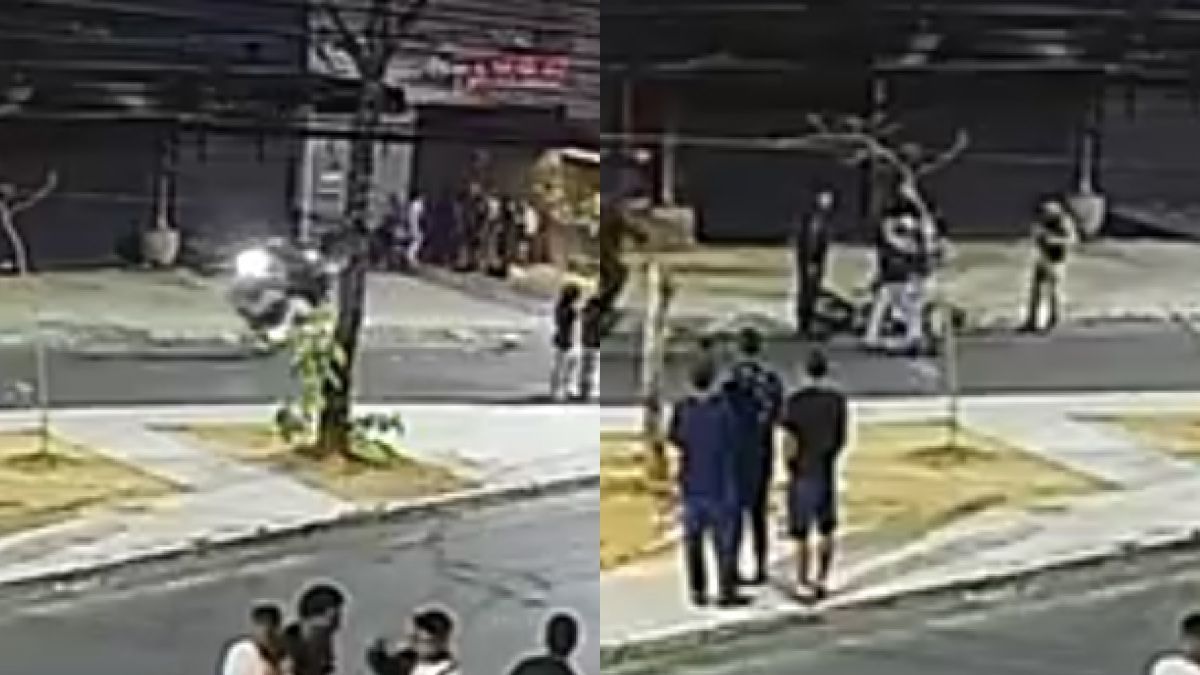 Vídeo: homem é preso segundos após cair de moto ao tentar 'dar grau' em BH