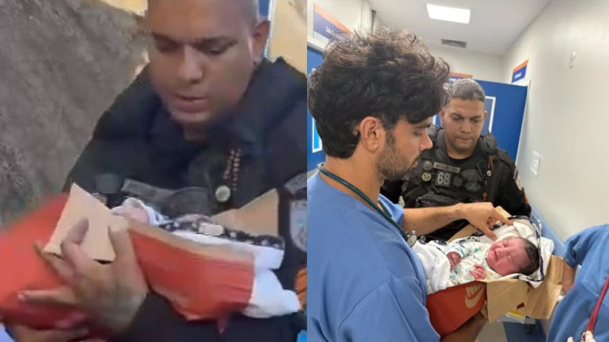 PMs encontram recém-nascida em caixa de papelão e a levam para hospital no RJ