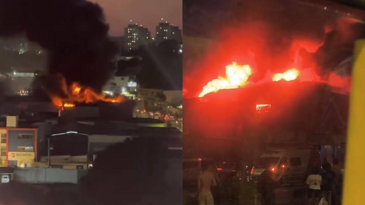 Vídeo: bombeiros atuam em incêndio de grandes proporções na avenida Vilarinho, em BH