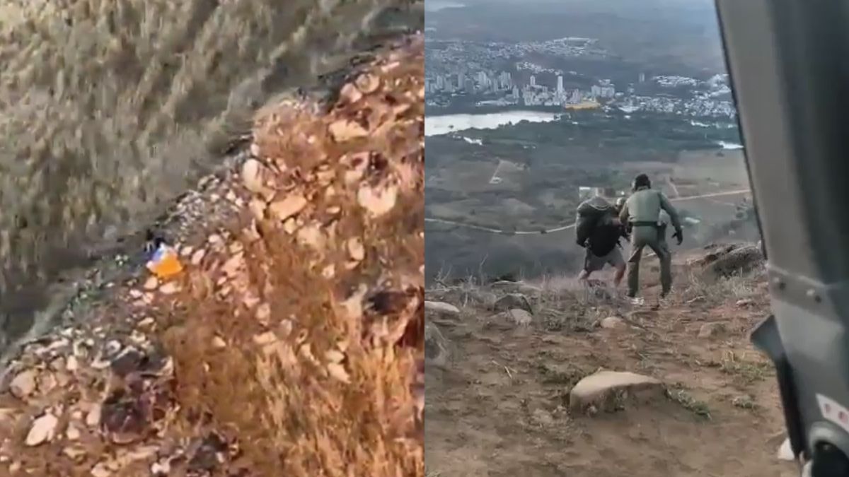 Vídeo: PM utiliza helicóptero e resgata piloto de parapente no Pico do Ibituruna, em MG