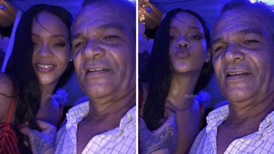 Rihanna e o pai, Ronald, em 2018