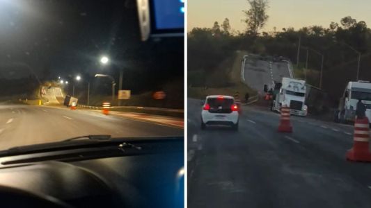 Caminhão baú utiliza área de escape