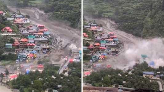Enchente atinge vila no Himalaia indiano