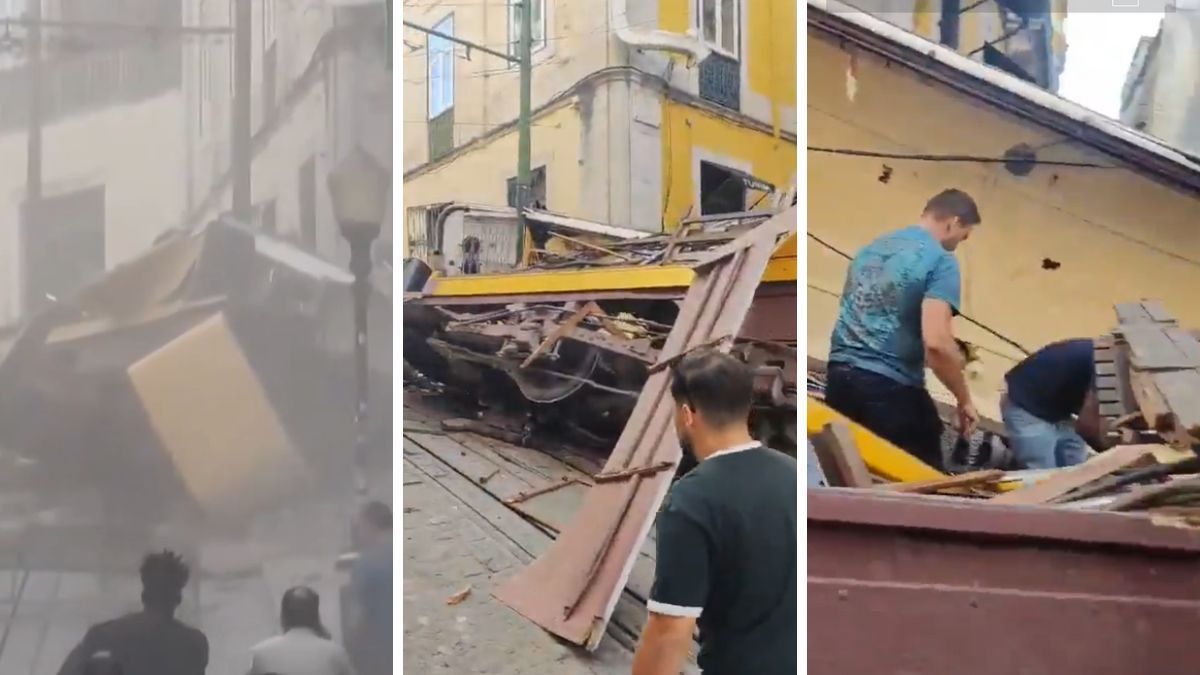 Vídeo: veja estragos após descarrilamento do Elevador da Glória em Lisboa