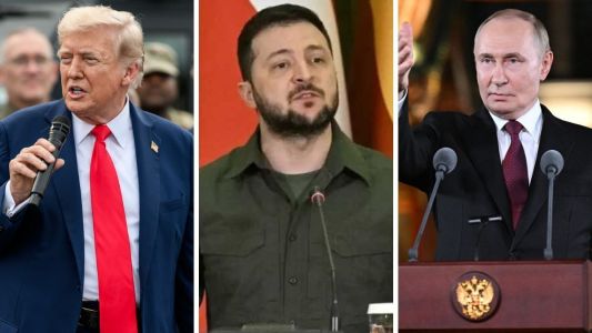 Donald Trump, presidente dos EUA, Volodymyr Zelensky, da Ucrânia, e Vladimir Putin, da Rússia