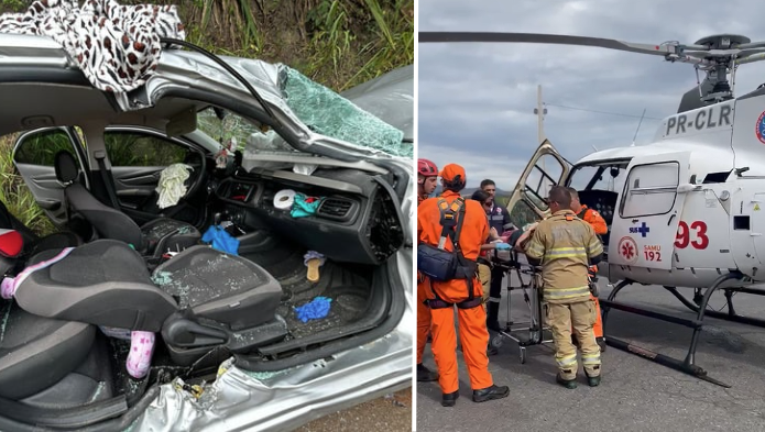 Acidente entre carro e carreta deixa mulher ferida na BR-381, em Sabará, na Grande BH