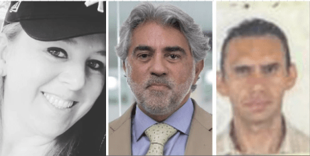Da esquerda para a direita: A investigadora Milene Bagalho Estevam, o empresário Rogério Saladino, e o jardineiro Alex James Gomes Mury