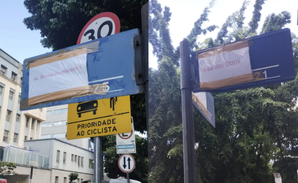 Vídeo: lojistas fazem placa de papel para identificar ruas no Santa Efigênia, em BH