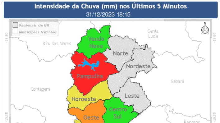Chuva forte em BH: veja os alertas da intensidade no seu bairro