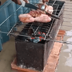 Chuva e alagamento não interrompem churrasco em Ibirité, na Grande BH