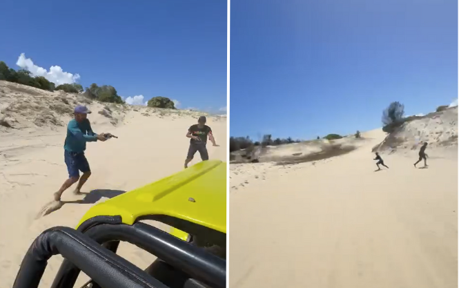 Vídeo: criminosos tentam assaltar buggy com turistas em dunas no Ceará