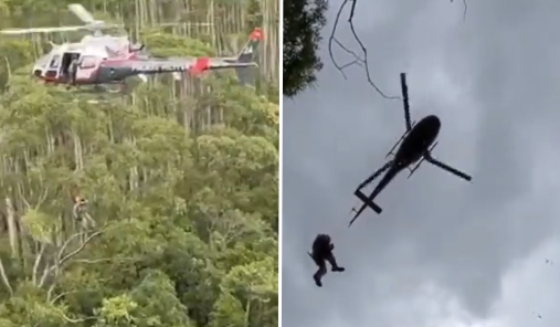 Vídeo: PMs usam rapel para acessar destroços de helicóptero que caiu em SP