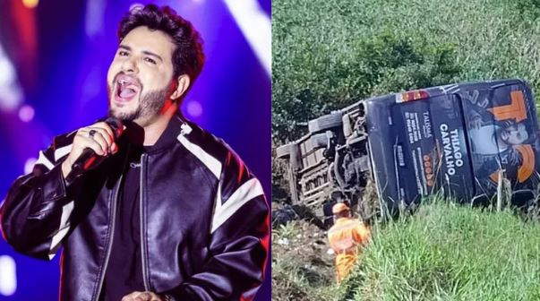 Ônibus que tombou na Fernão Dias era do cantor sertanejo Thiago Carvalho