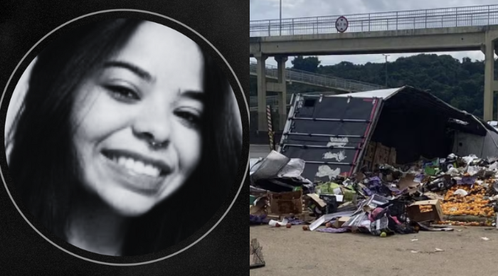 Jovem de 18 anos morre após caminhão tombar e carga cair em cima dela na Fernão Dias