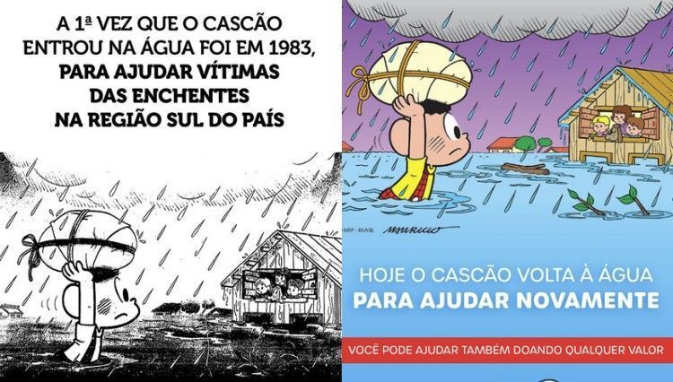 Chuvas no RS: campanha por doações traz Cascão enfrentando medo de água para ajudar vítimas