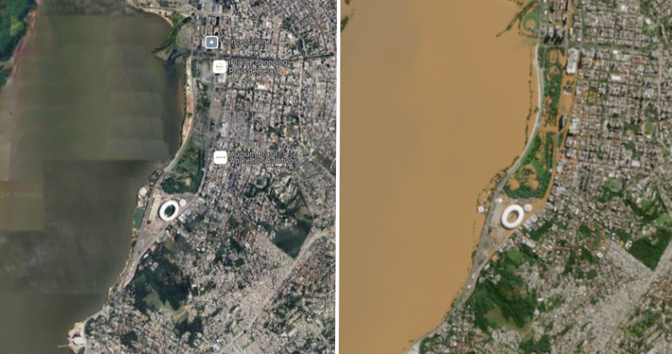 Imagens de satélite mostram dimensão de enchentes no Rio Grande do Sul; veja fotos