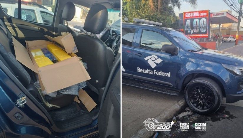 Polícia Militar de SP apreende 30 quilos de droga em viatura da Receita Federal
