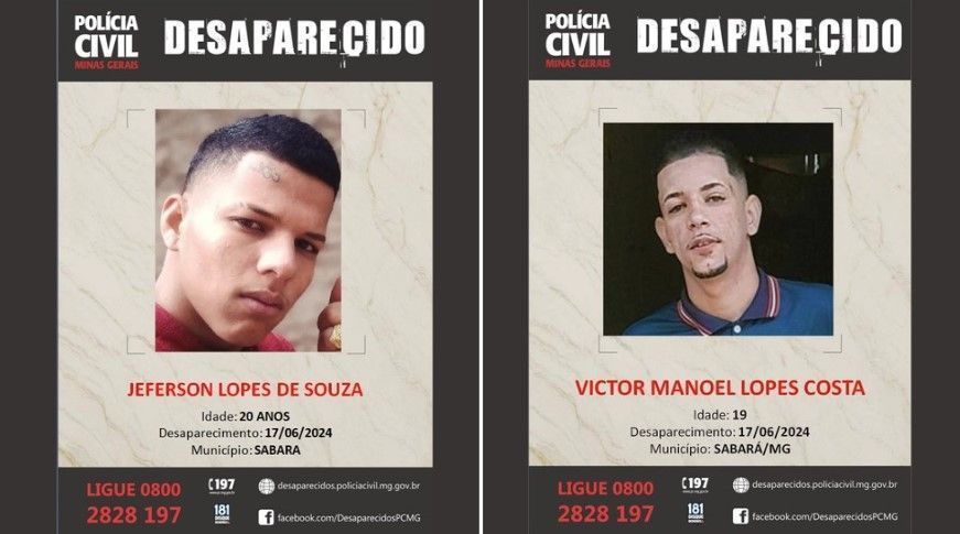 Primos estão desaparecidos há mais de 20 dias em BH e mãe desabafa: 'coração apertado'