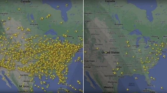Vídeo mostra redução do número de voos nos Estados Unidos após apagão cibernético
